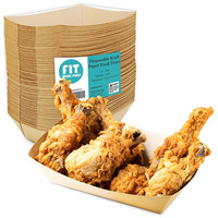 Boîte à emporter en papier brun pour poulet frit en nuggets de qualité alimentaire extra longue pour restaurant de restauration rapide coréen personnalisé avec évent