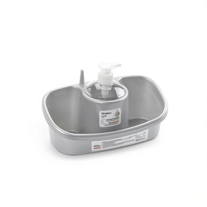 Scatola portaoggetti con flacone di disinfettante per le mani color argento per uso in cucina - Product Image 2