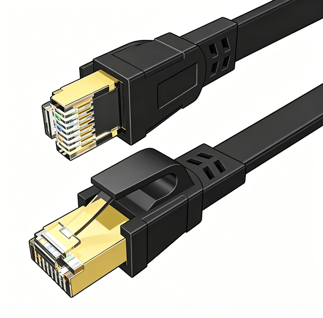 Cat8 Ethernet Cable RJ45 Patch Cord SFTP Flat 40Gbps 2000MHz Bare Copper Gold Plated Network LAN Cable Gaming Router