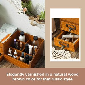 Solid Wood <b>Makeup</b> Organizer With Drawers And Compartments For Desktop Storage <b>Box</b> - Product Image 4
