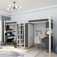 Lit superposé moderne en fer avec bureau et armoire - Lit de dortoir pour l'école, l'hôtel, l'hôpital, l'appartement et la chambre à coucher