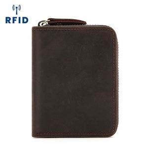 กระเป๋าสตางค์หนังวัวแท้ลายวินเทจ ป้องกัน RFID พร้อมช่องใส่บัตรและซิป - Product Image 3