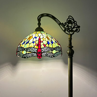 Lampe de table de style européen flexible avec abat-jour en verre teinté, base en résine, LED 12 pouces, AC E26, dimmable, garantie de 2 ans, CRI élevé 80