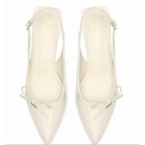 Fashion Causal Outdoor Pointed <b>Toe</b> Heeled Sandals Slingback with Buckle <b>Closed</b> <b>Toe</b> PU Upper with Bow Kitten <b>Heel</b> for Women - Product Image 2