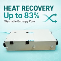 Ventilador de Recuperación de Calor (HRV) Montado en Techo, Núcleo de Entalpía Lavable, Diseño Flexible, 99% de Purificación, 83% de Eficiencia, PTC