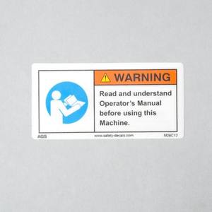 Etiqueta de Advertencia AGS M26, Leer y Comprender el Manual del Operador, Etiqueta de Seguridad, Etiqueta de Instrucciones para Máquinas Industriales, Acabado Mate Resistente a los Arañazos - Product Image 1