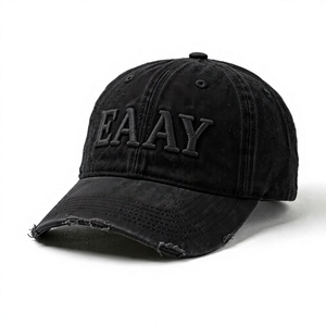 Gorra de Béisbol Estilo Oxford Vintage, Desgastada, de Algodón Lavado, con Diseño de Texto en Relieve 3D en Color de Contraste, Logotipo Personalizado - Product Image 1