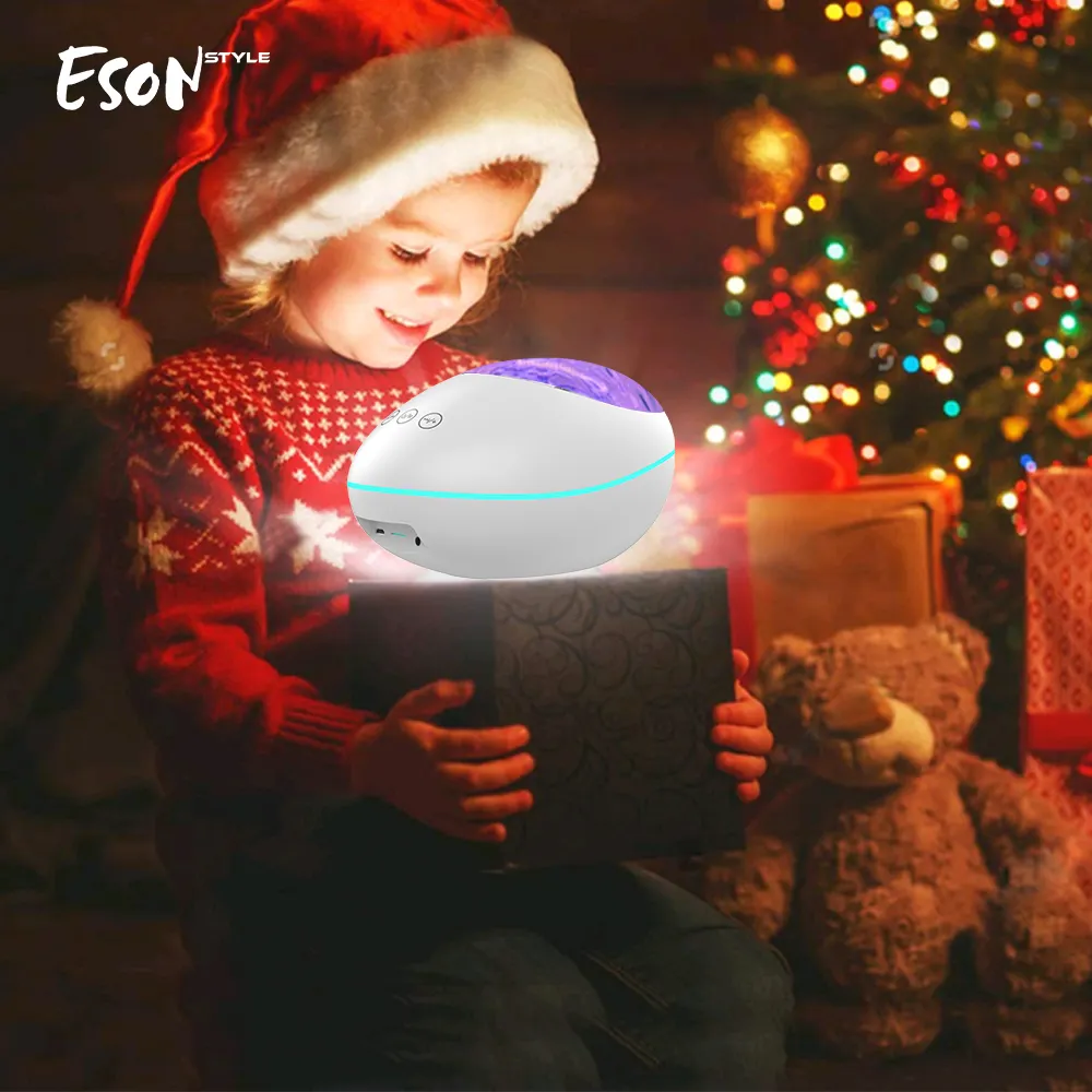 Eson Lampu Proyektor Gaya, untuk Dekorasi Natal, Gelombang Laut, Lampu Malam dengan Musik, untuk Anak-anak Ruang Tamu Speaker Pesta