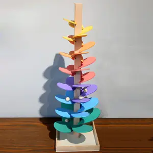 COMMIKI nuevo diseño bebé madera 3D bola rodante música árbol Montessori educativo Arco Iris mármol árbol seguimiento juguetes para niños