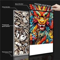 A1 A2 A3 A4 Cadre photo ouvert ultra-mince en aluminium à pression Verre trempé LED Panneau de menu de restaurant Boîtes à lumière publicitaires Intérieur