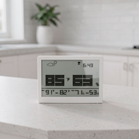 Thermomètre hygromètre d'intérieur pour salle de classe, dortoir, moniteur numérique de climat mince avec icônes météo MAX MIN