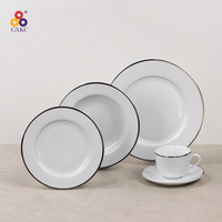 Vente en gros de vaisselle européenne en céramique fine Silver Line 16pcs vaisselle de table en porcelaine kit de vaisselle kit de vaisselle
