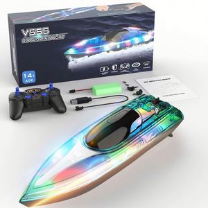 V555 2.4ghz Racing Rc Boat With Transparent Cover and Bright Led Light Effect <b>Yacht</b> for Lakes Pool Kids Toy - Product Image 3