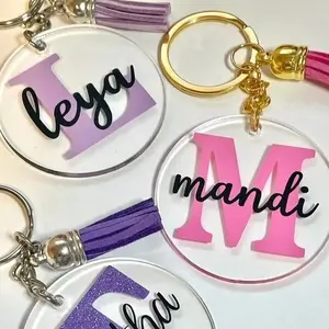 Bán buôn rõ ràng minh bạch Acrylic Keychain tùy chỉnh trống acrylic nhựa Keychain Mặt dây chuyền cá nhân logo Keychain