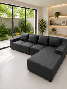 Inviting Cozy L Shaped Sectional Lounge Set with Solid <b>Wood</b> <b>Frame</b> and Premium Fabric for Living Room - Product Image 3