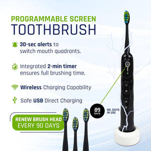 <b>Electric</b> <b>Toothbrush</b> with Pressure Sensor, 4 Brush <b>Heads</b>, Travel Case - 7 Modes, 2 Min Timer - Product Image 4