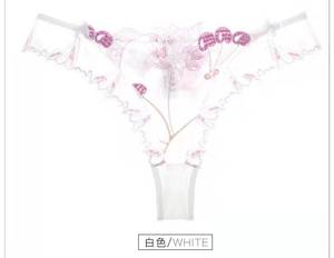 Factory Outlet Tanga de mujer Bragas Bordado de cereza Tentación sexy Tanga transparente - Product Image 3