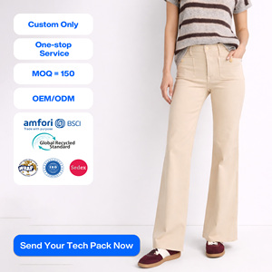 SHENGFU Jeans de <span class=keywords><strong>Mujer</strong></span> de Cintura Alta, Corte Recto, Ajustados, Color <span class=keywords><strong>Beige</strong></span>, Estilo Minimalista y Elegante, Personalizados OEM - Product Image 1