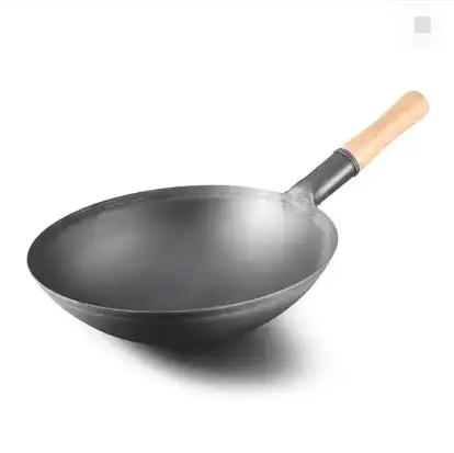 M-Cooker Chinese Cooking Restaurant Wok Iron Casting Induction Wok 30Cm Wooden Handle Cover Wok Pan