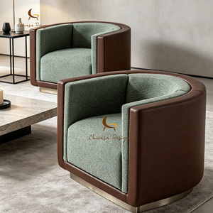 Sillón de Salón de Diseño Artístico, Moderno, de Cuero Hecho a Mano, con Madera Sólida, para Sala de Estar, Hotel o Club - Product Image 3