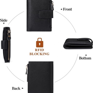 Factory RFID Blocking Card Holders <b>Ladies</b> Card Holder <b>Wallets</b> Purse Custom Zipper Genuine Leather <b>Wallet</b> Women - Product Image 6