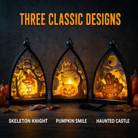 Lanterne LED d'Halloween en forme de squelette, citrouille ou château, veilleuse décorative portable pour table de fête