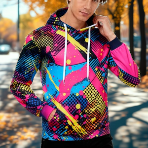 Sweat à capuche doublé 350 g/m² avec logo Puff, épaules tombantes, personnalisé, en polaire recyclée écologique, unisexe, pour homme, printemps - Product Image 2
