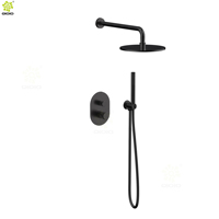 Nouvelle poignée de moletage de luxe au design Mélangeur de douche encastré en or brossé PVD avec thermostat