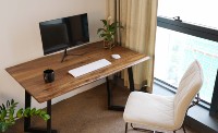 Bureau en noyer noir massif Live Edge Style rustique antique traditionnel pour bureau à domicile ou salon Dessus de table en bois massif