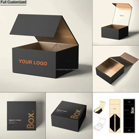 Boîte cadeau personnalisée de luxe noire en carton rigide avec fermeture magnétique et design pliable pour l'électronique grand public