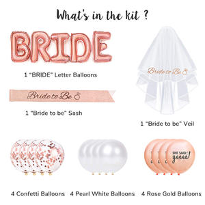 Costume pour enterrement de vie de jeune fille, couleur or rose, ballon en poudre d'or, bandoulière, voile de mariée, Offre Spéciale - Product Image 6