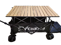 Table pliante multifonctionnelle à quatre roues pour le camping en plein air, la plage, l'été, avec un grand espace de rangement, un plateau extensible