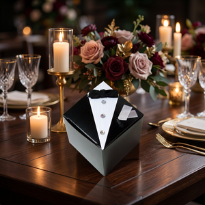 Cajas de Regalo para Boda Asépticas Hechas a Medida, Laminación Brillante, Tema de Esmoquin, Papel Artístico, Diseñadores de Invitaciones de Boda, Logotipo Personalizado - Product Image 3