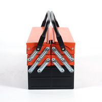 Boîte de rangement d'outils en acier portable à cantilever, 5 plateaux pliables, coffre à outils à 3 niveaux, organisateur de matériel, réparation automobile HUIYANG