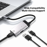 Adaptor Hub USB C Multi Port 100W PD ke HDTV DP VGA RJ45 Konverter Video Kabel Pendek untuk Laptop PC Docking Station