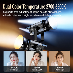 Lumière de photographie COB 300W compatible avec les boîtes à lumière 2700-6500K, gradation progressive, éclairage d'appoint pour diffusion en direct, pour créateurs de contenu - Product Image 4