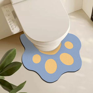 Tapis de bain en terre de diatomée en forme de U, motif dessin animé mignon, absorbant, antidérapant, séchage rapide, pour toilettes et salle de bain, décoration - Product Image 3