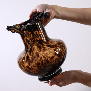 Ensemble de vases à fleurs en verre cristal de couleur ambre moderne Vase à fleurs hydroponique de luxe de bureau - Product Image 4