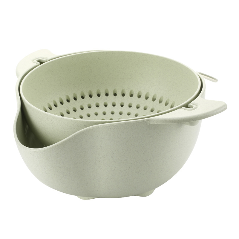 Высококачественная корзина из пшеничной соломы с двойным сливом, ситечко, Кухонное ситечко, корзина для мытья овощей/фруктов