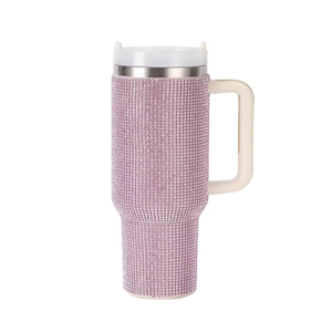Glam Stainless Steel Tumbler 40 Oz With Handle Glitter Vacuum Flask Travel <b>Mug</b> Pink Blue Silver <b>Gold</b> Rose <b>Gold</b> Black Brown - Product Image 2