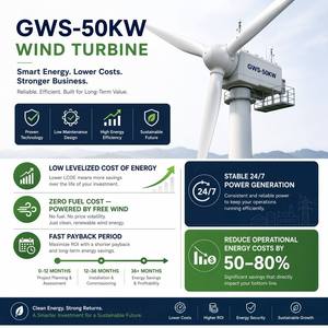 กังหันลม 50 กิโลวัตต์ รุ่น GWS-50000W ระบบขับเคลื่อนโดยตรง PMSG ใบพัดขนาด 15.5 <span class=keywords><strong>เมตร</strong></span> 380V 480V สำหรับการบรรเทาภัยพิบัติ ฉุกเฉิน และการใช้พลังงานเพื่อการบรรเทาความยากลำบาก - Product Image 2