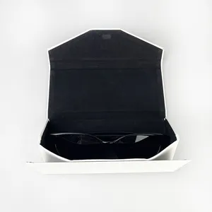 Estuche Óptico Plegable de Cuero Suave con Logotipo Personalizado, Conjunto de Caja de Accesorios Blancos para Gafas
