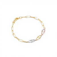 Bracelet chaîne et maillons SHIDAIKE pour femme, plaqué or 18 carats, en laiton, micro-incrusté, tendance, accessoire de mode pour soirée, 22,5 cm CN/GUA