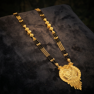 Vente en gros de pendentif long indien en or micro 24 carats Mangalsutra, Mangalsutra fini or à porter au quotidien, Mangalsutra long pour les femmes mariées - Product Image 2