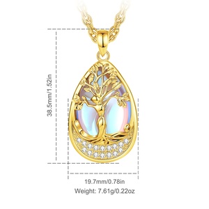 Nuova Collezione: Collana con Pendente a Goccia in Pietra Lunare Placcata <span class=keywords><strong>Oro</strong></span> 24K, Elegante Gioiello Albero della Vita a Forma di Pera, Regalo per Donne - Product Image 2