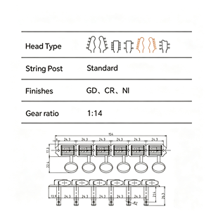 6 mécaniques de guitare <span class=keywords><strong>vintage</strong></span> en ligne, style <span class=keywords><strong>Kluson</strong></span>, avec boutons ovales en métal, pour guitare électrique 6 cordes - Product Image 3