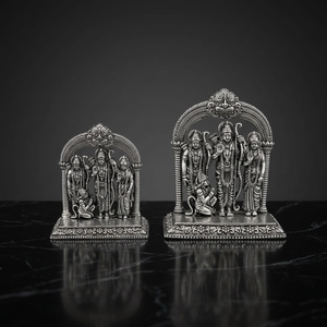 Statues Religieuses en Argent Pur de Lord Rama, Sita, Lakshmana et Hanuman – Décorations de Temple, Statues de Dieux en Argent Fini Ram Darbar - Product Image 3