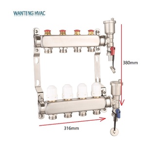 Colector de distribución de agua UFH de diseño moderno, controlador de bucle de 2 a 12, acero inoxidable 304 hecho en China para calefacción por <span class=keywords><strong>suelo</strong></span> <span class=keywords><strong>radiante</strong></span> - Product Image 1