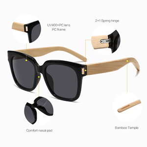 Wood Frame protection <b>Polarized</b> Lens Adult Bamboo Wooden <b>Sunglasses</b> Bamboo Glasses logo Custom - Product Image 4
