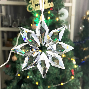 Brilliant Polished Engraved Clear Crystal Eco-friendly Love Style Christmas Tree Decorations Snowflake Glass <b>Ornaments</b> for - Product Image 1